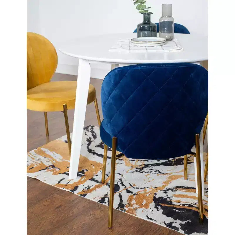 Roundhill Furniture Amoa Contemporary Dining Set, White Round Dining Table with 4 Chairs, 5-Piece