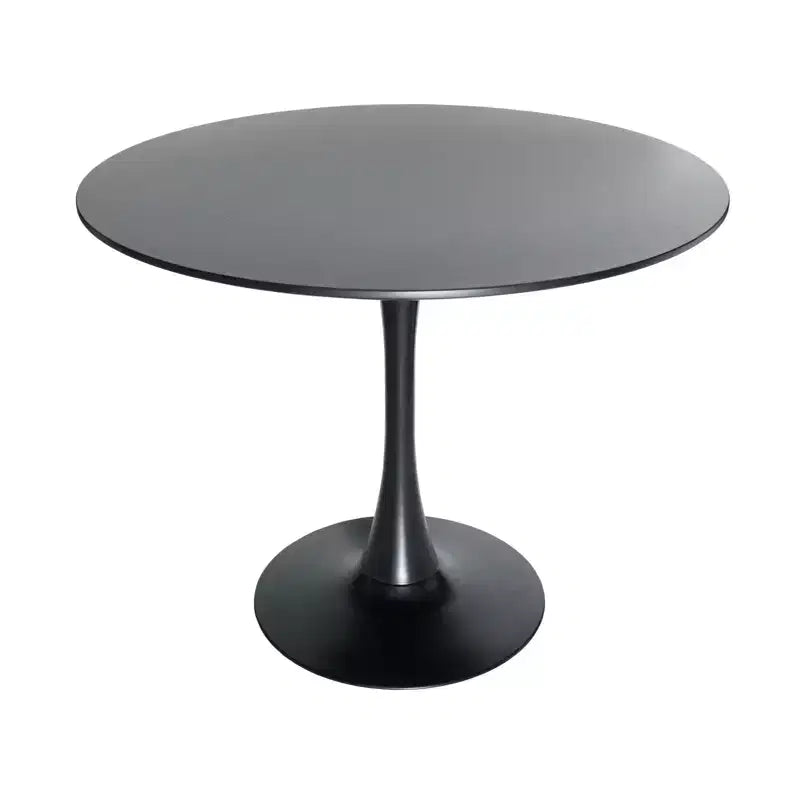 LeisureMod 5-Piece Dining Set with 35 Round Iron Pedestal Dining Table and 4 ABS Plastic Side Chairs with Gold Base