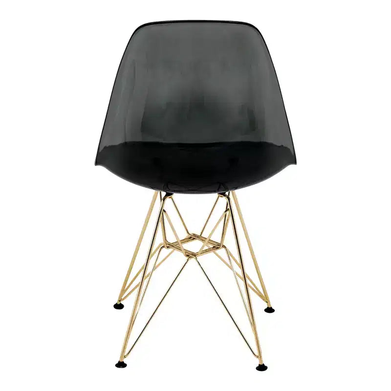 LeisureMod 5-Piece Dining Set with 35 Round Iron Pedestal Dining Table and 4 ABS Plastic Side Chairs with Gold Base