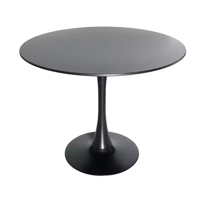LeisureMod 5-Piece Dining Set with 35 Round Iron Pedestal Dining Table and 4 ABS Plastic Side Chairs with Gold Base