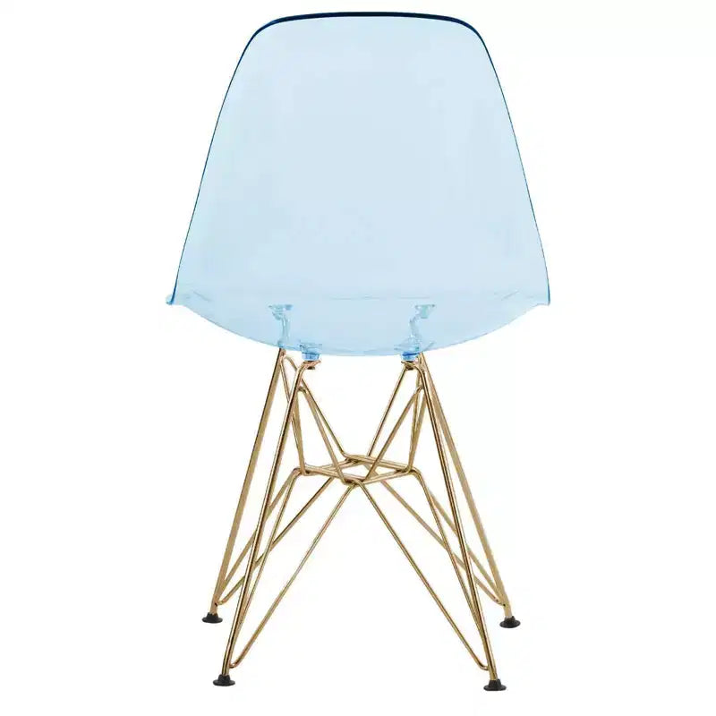LeisureMod 5-Piece Dining Set with 35 Round Iron Pedestal Dining Table and 4 ABS Plastic Side Chairs with Gold Base