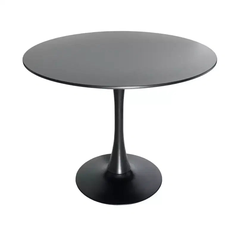 LeisureMod 5-Piece Dining Set with 35 Round Iron Pedestal Dining Table and 4 ABS Plastic Side Chairs with Gold Base
