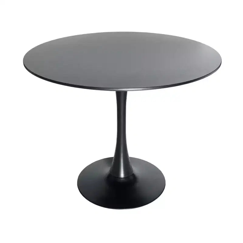LeisureMod 5-Piece Dining Set with 35 Round Iron Pedestal Dining Table and 4 ABS Plastic Side Chairs with Gold Base
