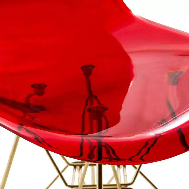 LeisureMod 5-Piece Dining Set with 35 Round Iron Pedestal Dining Table and 4 ABS Plastic Side Chairs with Gold Base