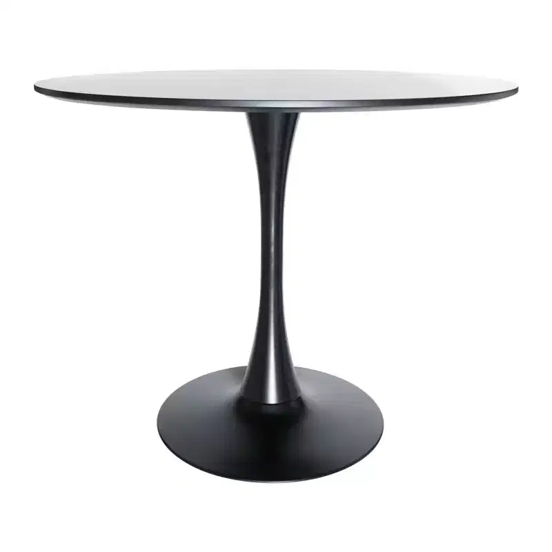 LeisureMod 5-Piece Dining Set with 35 Round Iron Pedestal Dining Table and 4 ABS Plastic Side Chairs with Gold Base
