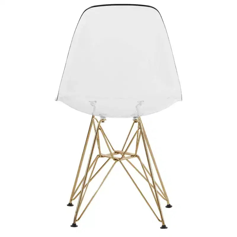 LeisureMod 5-Piece Dining Set with 35 Round Iron Pedestal Dining Table and 4 ABS Plastic Side Chairs with Gold Base