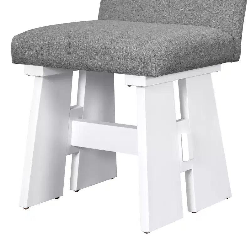 7 Piece Dining Table Set Dining Set with 6 Upholstered Dining Chairs, Retro and Rustic, Natural/Gray+White-ModernLuxe