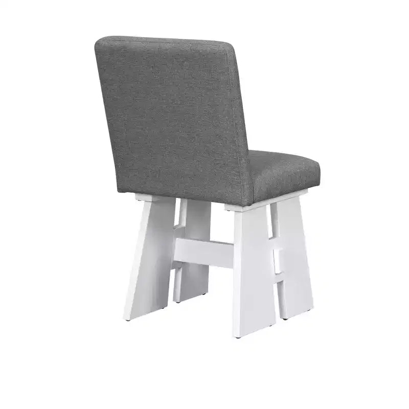 7 Piece Dining Table Set Dining Set with 6 Upholstered Dining Chairs, Retro and Rustic, Natural/Gray+White-ModernLuxe