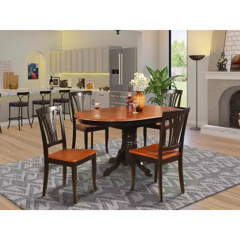 HomeStock Dining Table Set 4 Butterfly Leaf Chairs