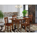 HomeStock Dinette Set Table With Leaf And Dining Chairs Mahogany