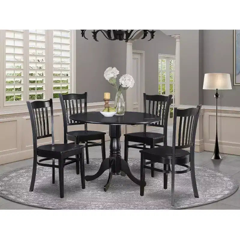HomeStock Dropleaf Kitchen Table Set Round Dining Table With 4 Chairs