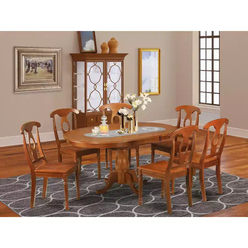 Portna Oval Dining Table With Leaf And Chairs Formal Style 18
