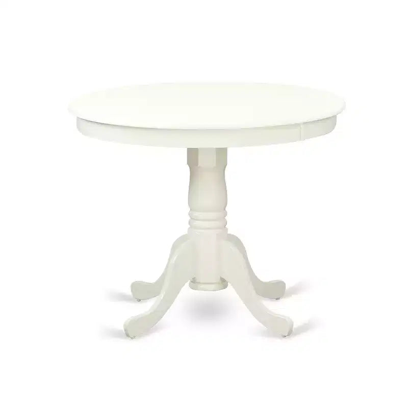 HomeStock 5 Pc Kitchen table set with a Dining Table and 4 Faux Leather Chairs in Linen White