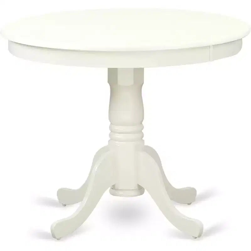 HomeStock 5 Pc Kitchen table set with a Dining Table and 4 Faux Leather Chairs in Linen White