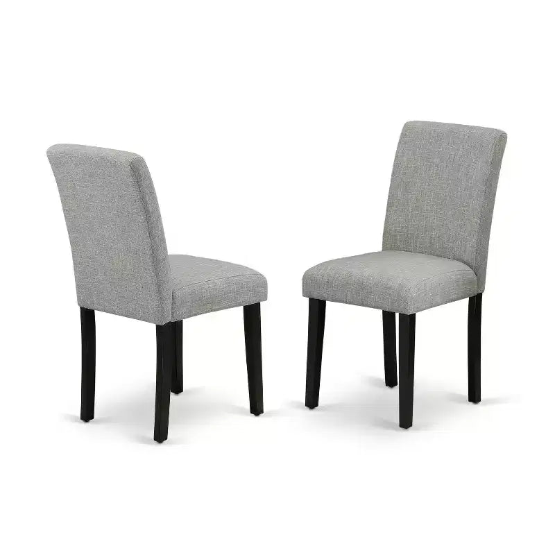 HomeStock 7 Piece Dining Room Table Set Black Rectangle Table Shitake Linen Chairs