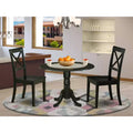 HomeStock Round Drop Leaf Dining Table Set Wooden Chairs Black
