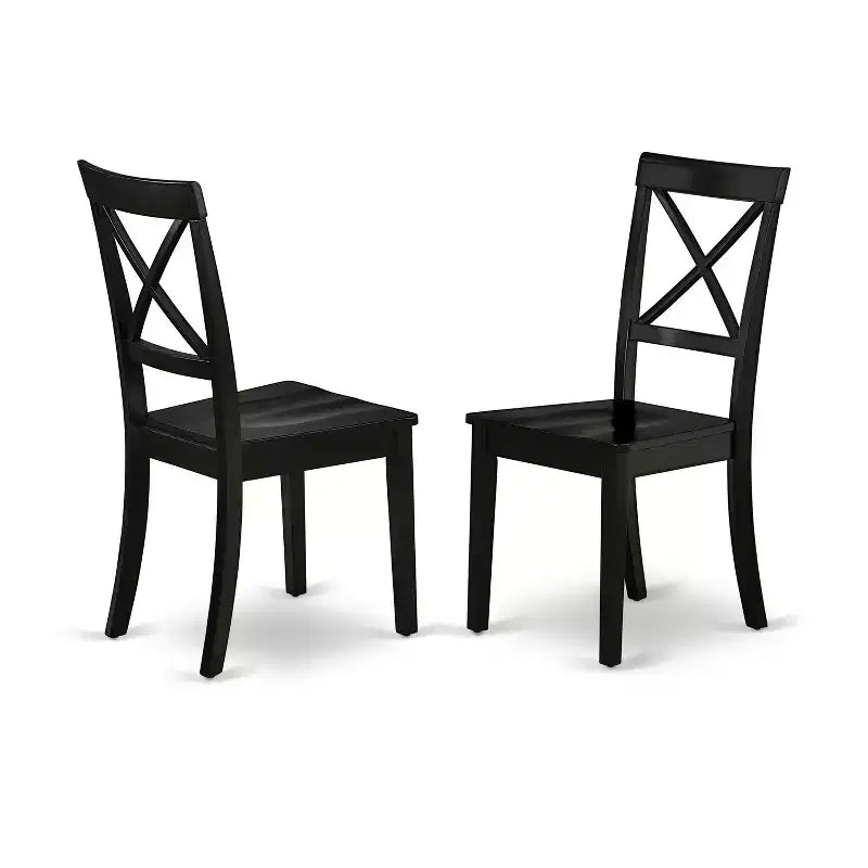 HomeStock Round Drop Leaf Dining Table Set Wooden Chairs Black
