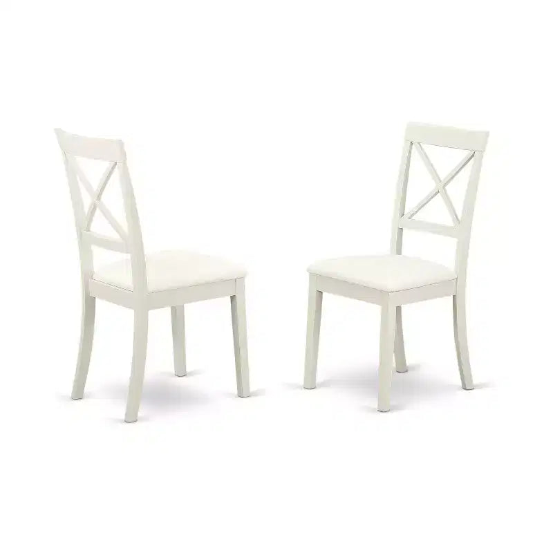 HomeStock Oval Dinner Table Set Linen White Dining Room Table with 6 Chairs