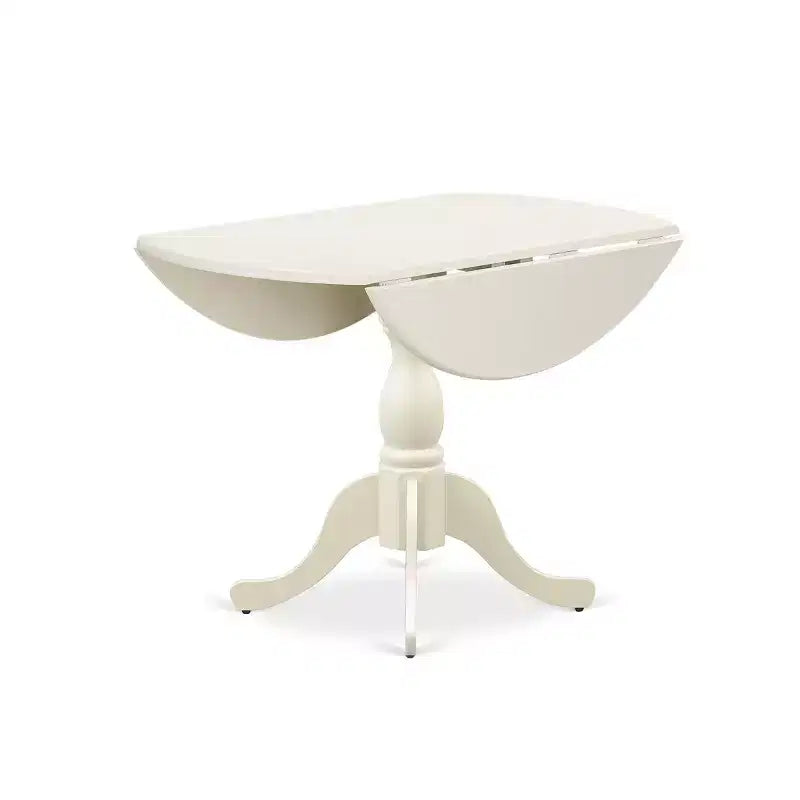HomeStock Linen White Round Dining Table Set with 2 Chairs