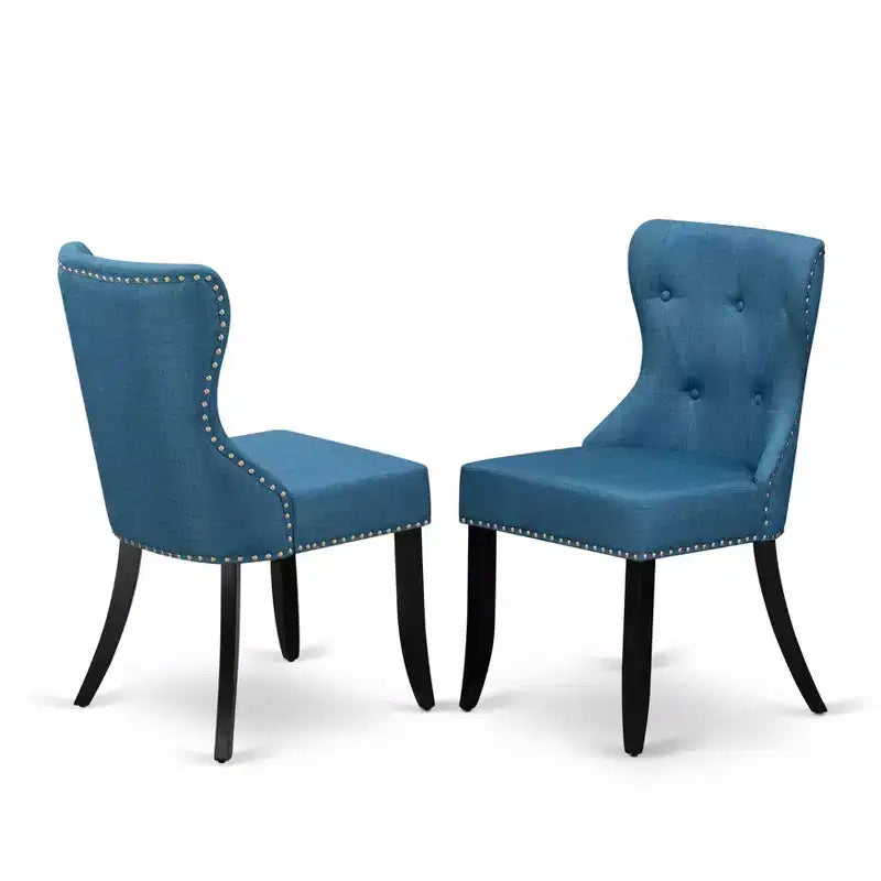 HomeStock 6 Piece Kitchen Table Set Blue Linen Chairs