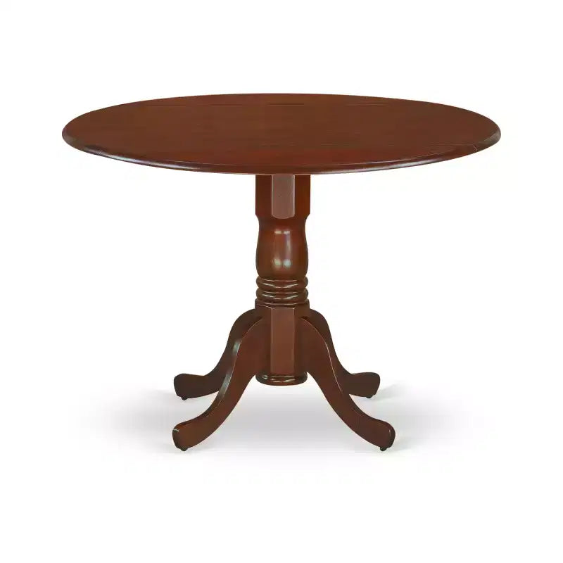 HomeStock 5 Piece Kitchen Table Set Mahogany Round Dining Table with Linen Fabric Chairs