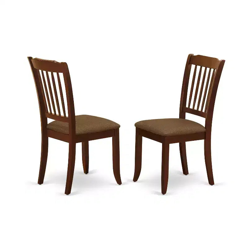 HomeStock 5 Piece Kitchen Table Set Mahogany Round Dining Table with Linen Fabric Chairs