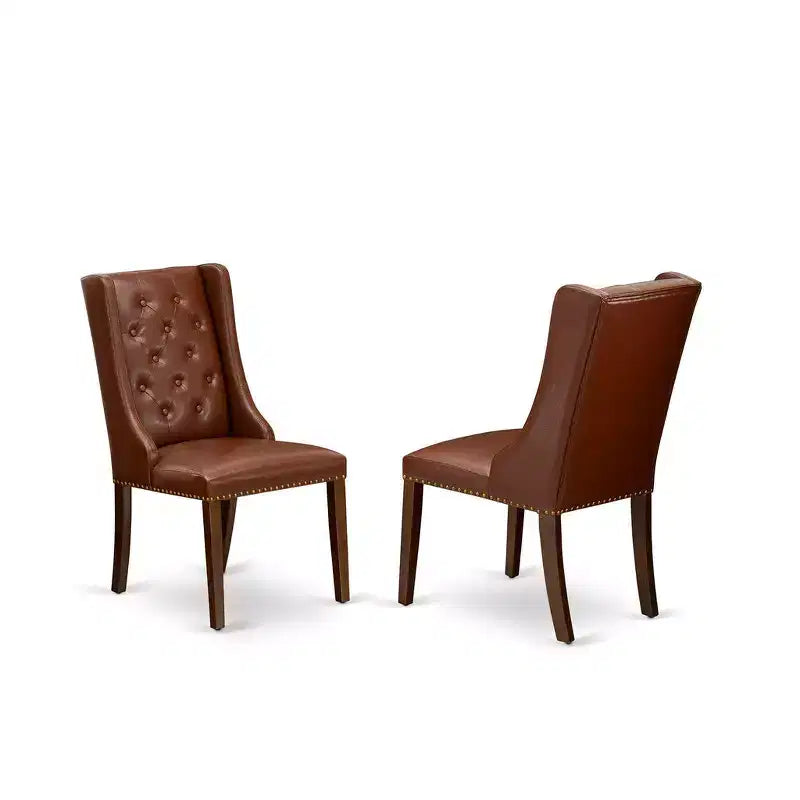 HomeStock 5 Piece Round Kitchen Table Set Brown Faux Leather Chairs Modern