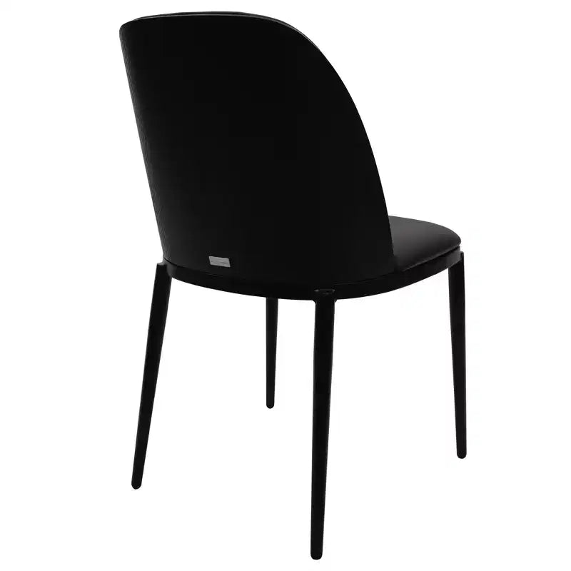 LeisureMod Verve 5-Piece Dining Set - 36 Round MDF Top Table, 4 Leather Dining Side Chairs