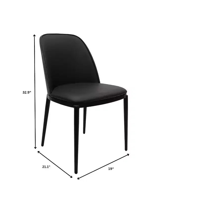 LeisureMod Verve 5-Piece Dining Set - 36 Round MDF Top Table, 4 Leather Dining Side Chairs