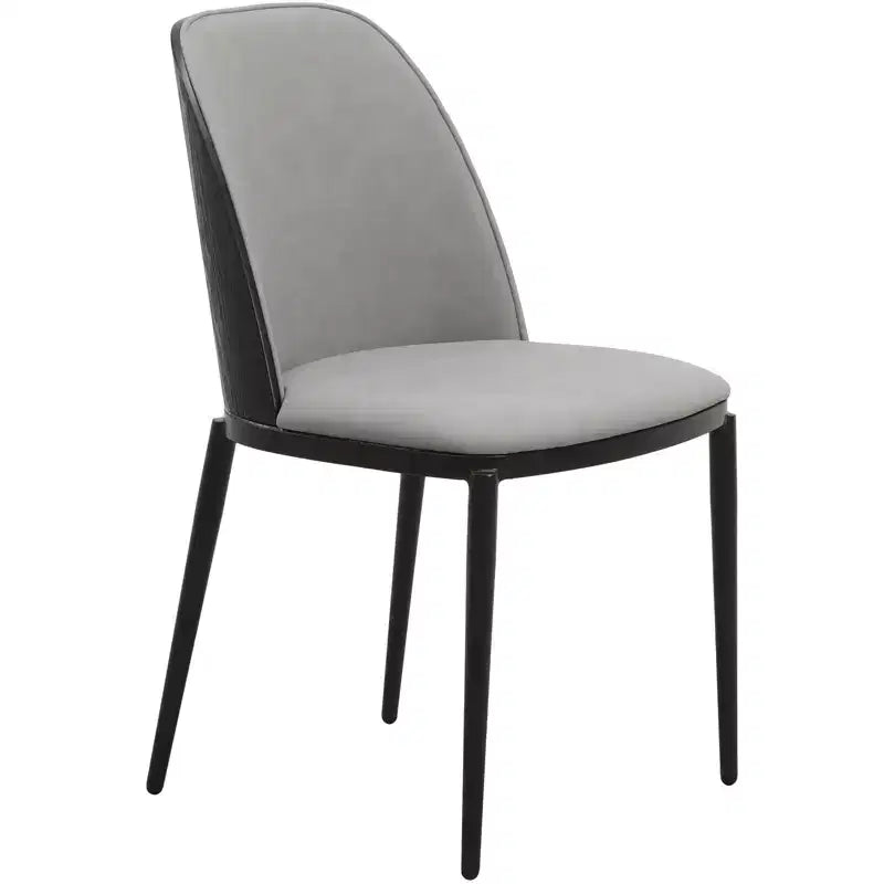 LeisureMod Verve 5-Piece Dining Set - 36 Round MDF Top Table, 4 Leather Dining Side Chairs