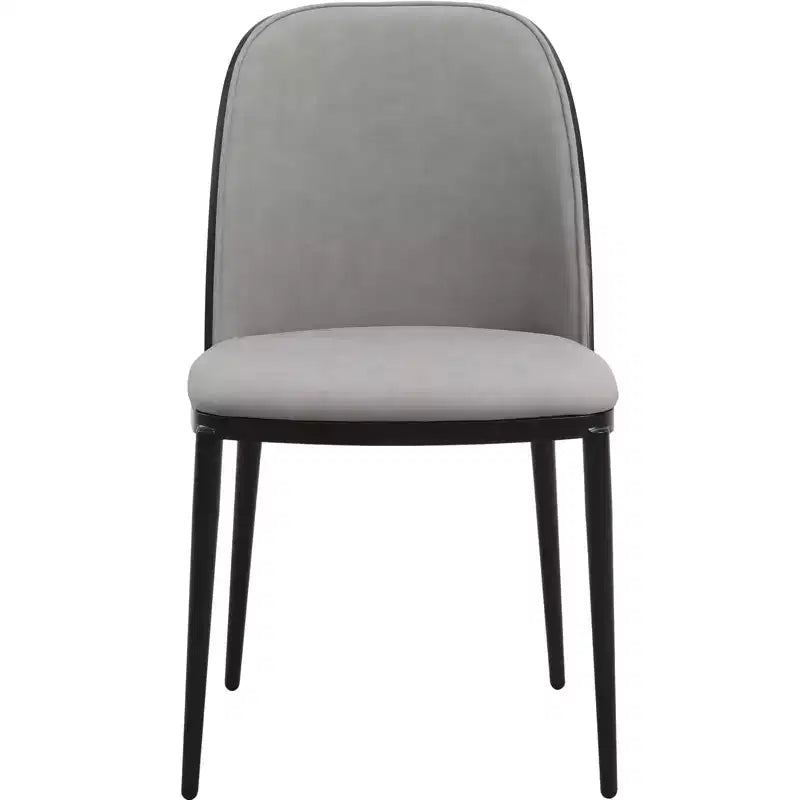 LeisureMod Verve 5-Piece Dining Set - 36 Round MDF Top Table, 4 Leather Dining Side Chairs