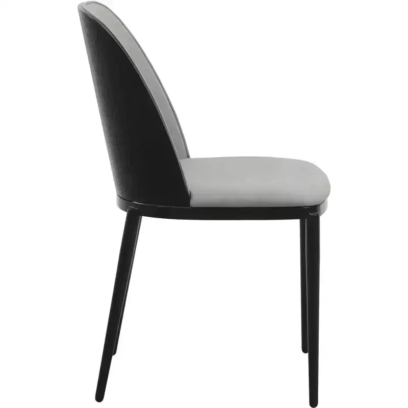 LeisureMod Verve 5-Piece Dining Set - 36 Round MDF Top Table, 4 Leather Dining Side Chairs