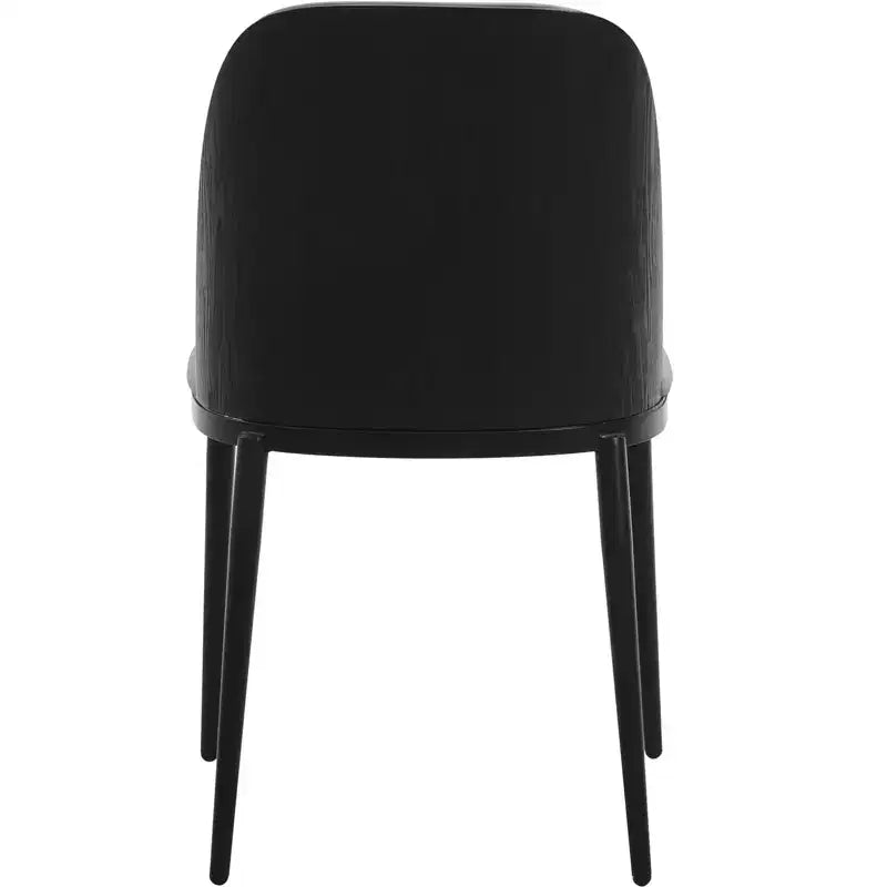 LeisureMod Verve 5-Piece Dining Set - 36 Round MDF Top Table, 4 Leather Dining Side Chairs