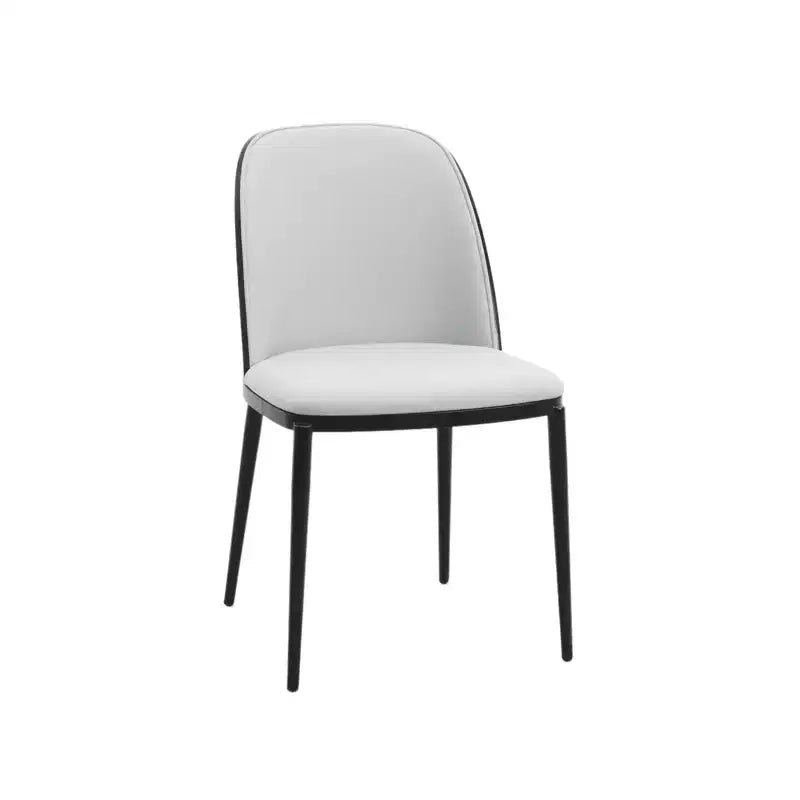 LeisureMod Verve 5-Piece Dining Set - 36 Round MDF Top Table, 4 Leather Dining Side Chairs