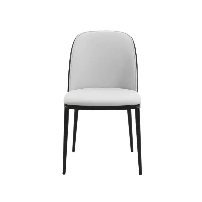 LeisureMod Verve 5-Piece Dining Set - 36 Round MDF Top Table, 4 Leather Dining Side Chairs