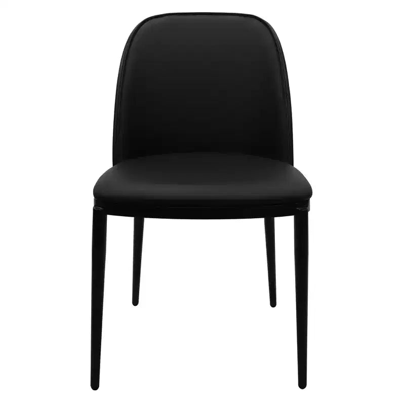 LeisureMod Verve 5-Piece Dining Set - 36 Round MDF Top Table, 4 Leather Dining Side Chairs