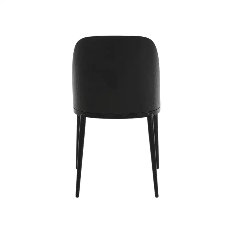 LeisureMod Verve 5-Piece Dining Set - 36 Round MDF Top Table, 4 Leather Dining Side Chairs