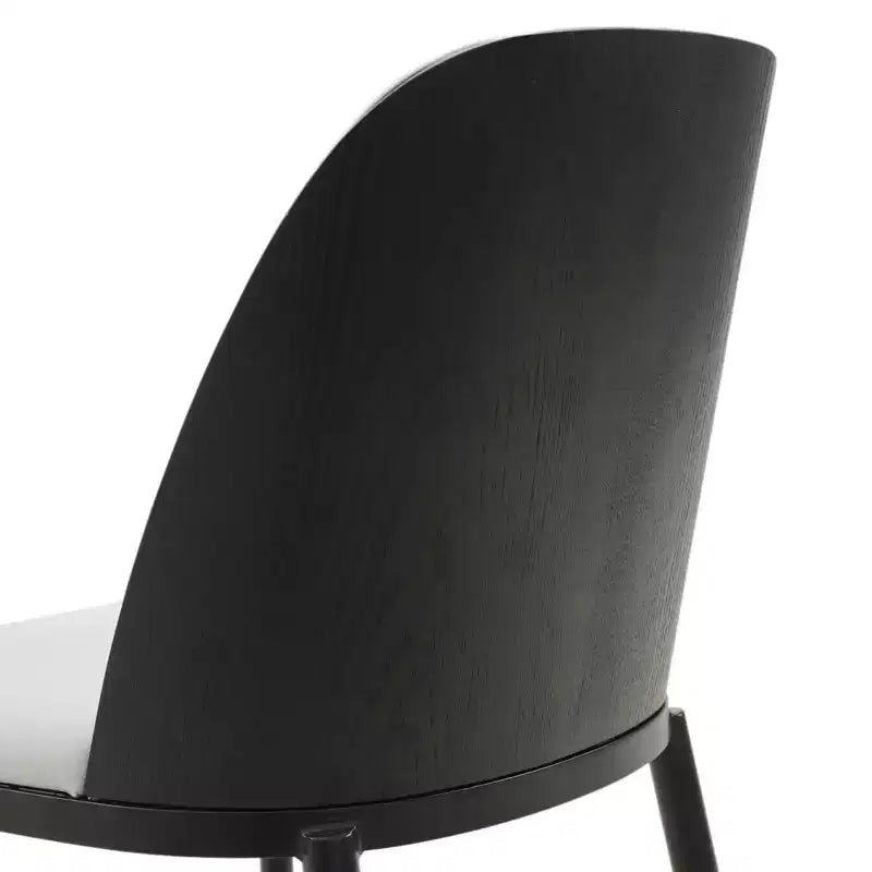 LeisureMod Verve 5-Piece Dining Set - 36 Round MDF Top Table, 4 Leather Dining Side Chairs