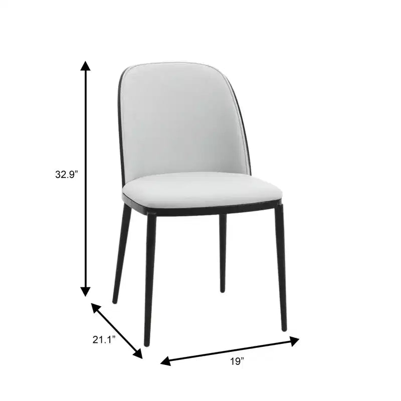 LeisureMod Verve 5-Piece Dining Set - 36 Round MDF Top Table, 4 Leather Dining Side Chairs