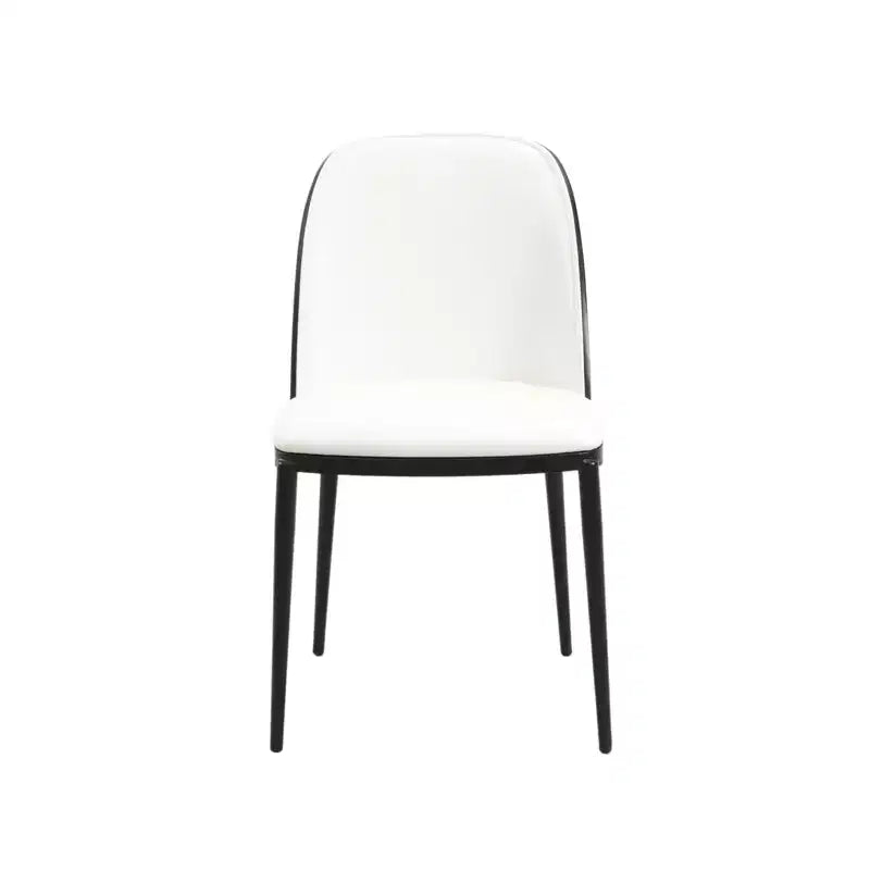 LeisureMod Verve 5-Piece Dining Set - 36 Round MDF Top Table, 4 Leather Dining Side Chairs