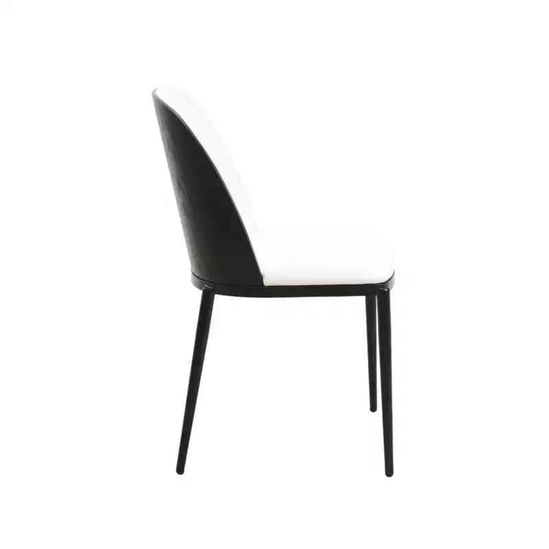 LeisureMod Verve 5-Piece Dining Set - 36 Round MDF Top Table, 4 Leather Dining Side Chairs
