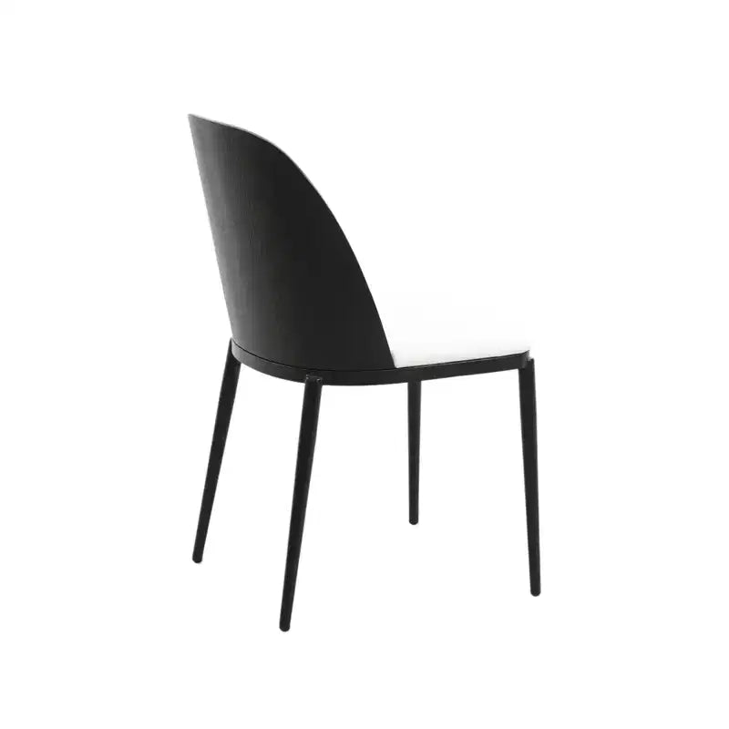LeisureMod Verve 5-Piece Dining Set - 36 Round MDF Top Table, 4 Leather Dining Side Chairs