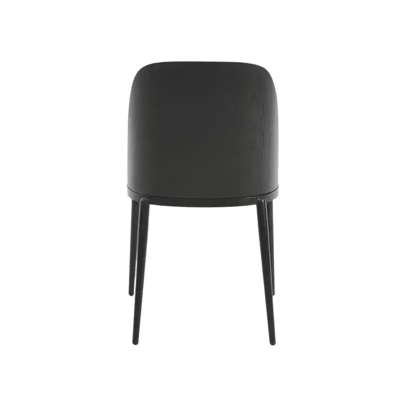 LeisureMod Verve 5-Piece Dining Set - 36 Round MDF Top Table, 4 Leather Dining Side Chairs
