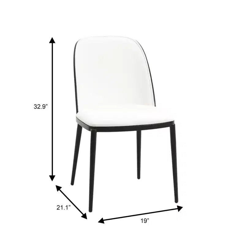 LeisureMod Verve 5-Piece Dining Set - 36 Round MDF Top Table, 4 Leather Dining Side Chairs