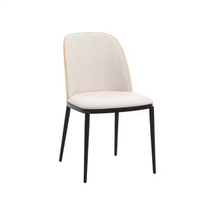 LeisureMod Verve 5-Piece Dining Set - 36 Round MDF Top Table, 4 Leather Dining Side Chairs