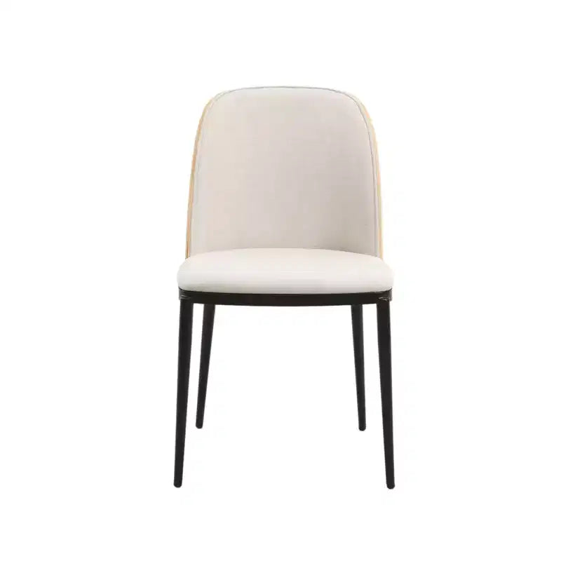 LeisureMod Verve 5-Piece Dining Set - 36 Round MDF Top Table, 4 Leather Dining Side Chairs