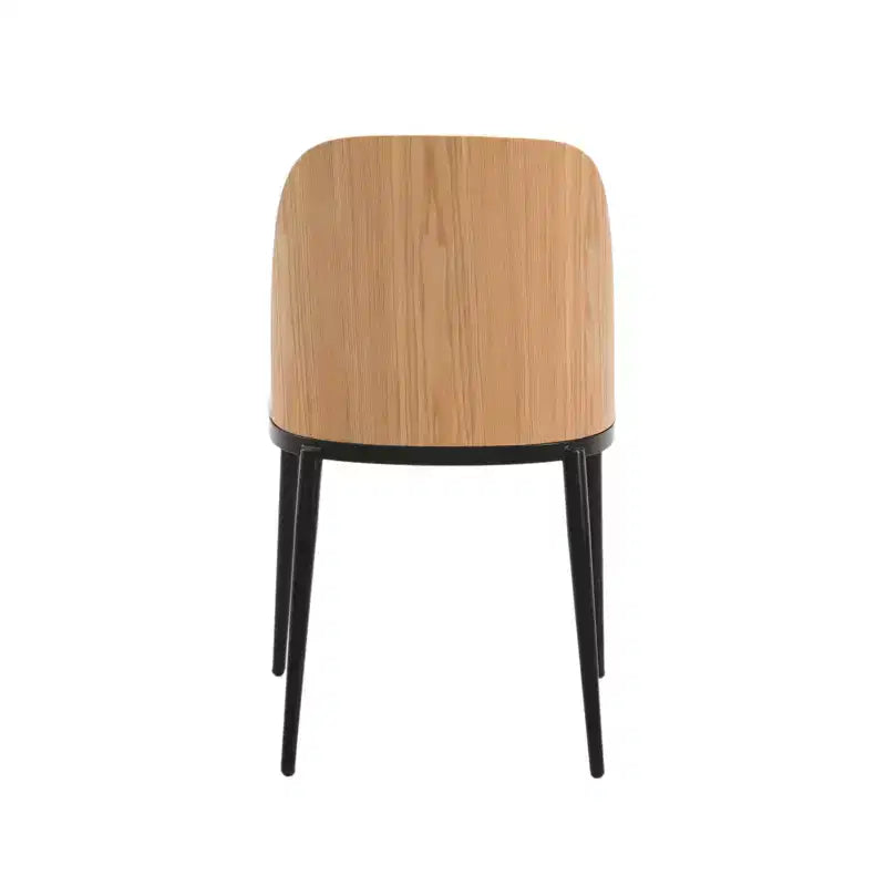LeisureMod Verve 5-Piece Dining Set - 36 Round MDF Top Table, 4 Leather Dining Side Chairs