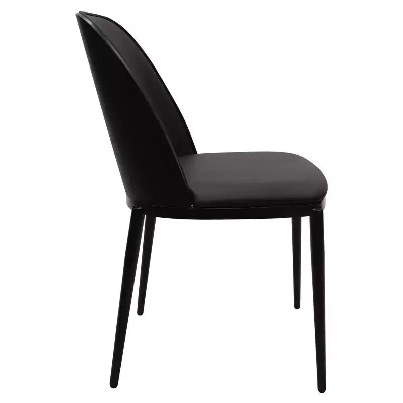 LeisureMod Verve 5-Piece Dining Set - 36 Round MDF Top Table, 4 Leather Dining Side Chairs