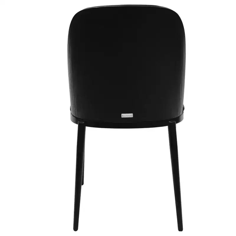 LeisureMod Verve 5-Piece Dining Set - 36 Round MDF Top Table, 4 Leather Dining Side Chairs
