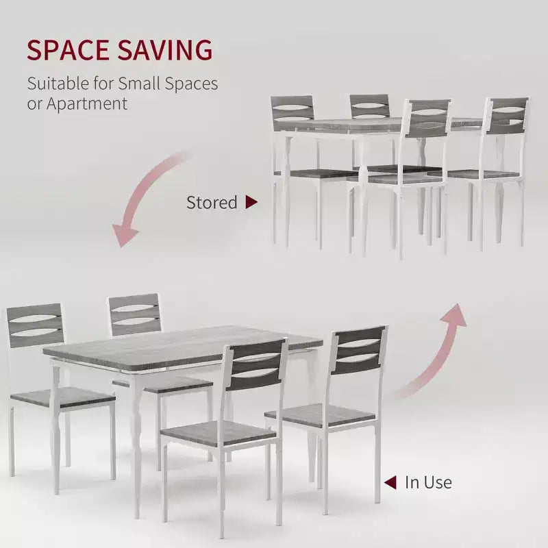 5 Piece Dining Table Set, Industrial Style Kitchen Table Set for 4, Dining Table and Chairs with Rectangular Table & 4 Chairs